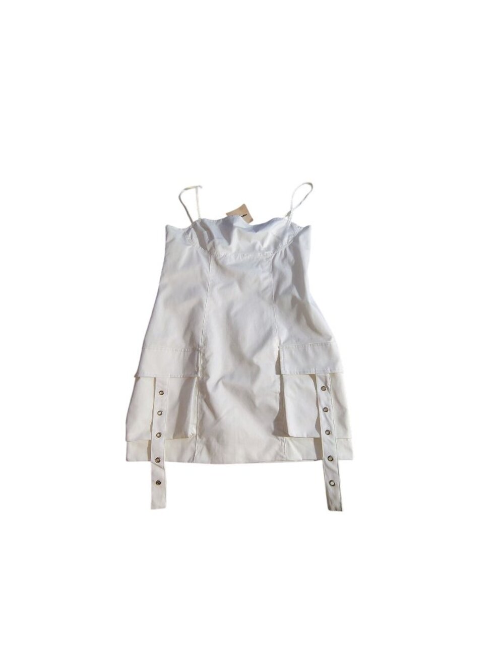 Superdown Womens White Mini Dress With Adjustable Straps And Side Snap Details M